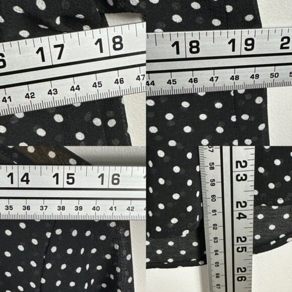 Sezane Black Tomboy Shirt Sheer Blouse Size 36 French US 4 Polka Dot Collared - Picture 9 of 12